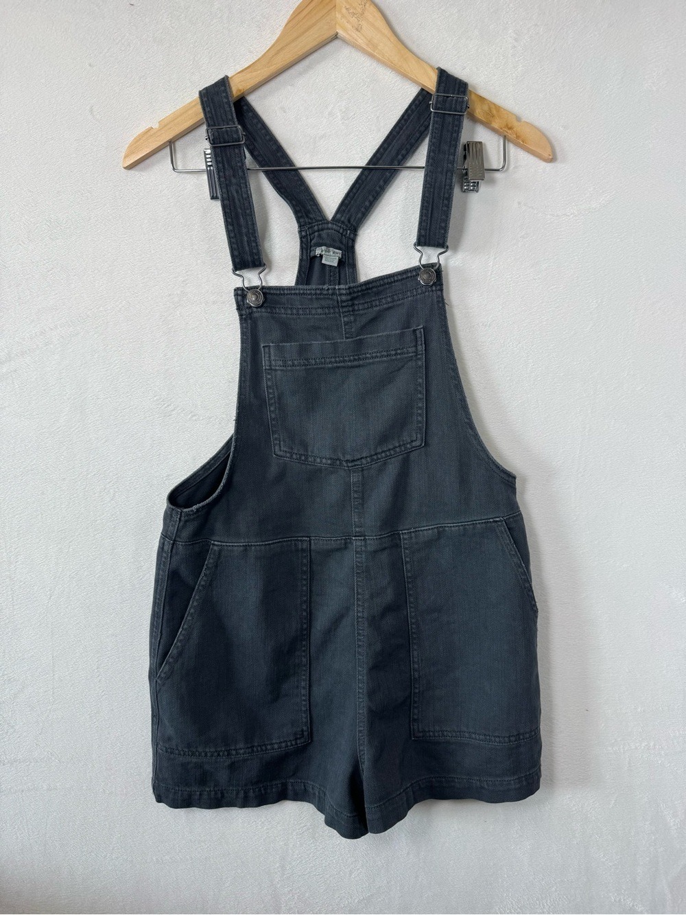 Aerie  Black Denim Short Overalls Romper XS